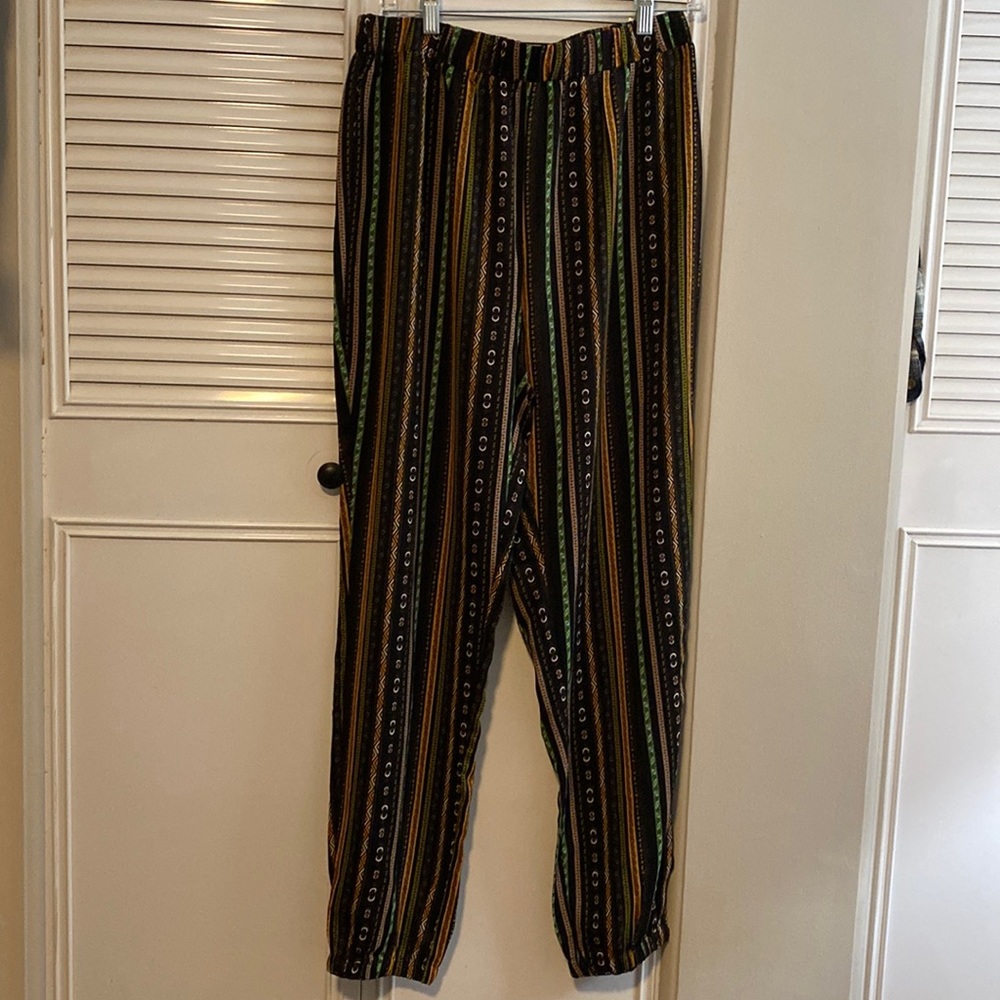 Dressy striped pants.